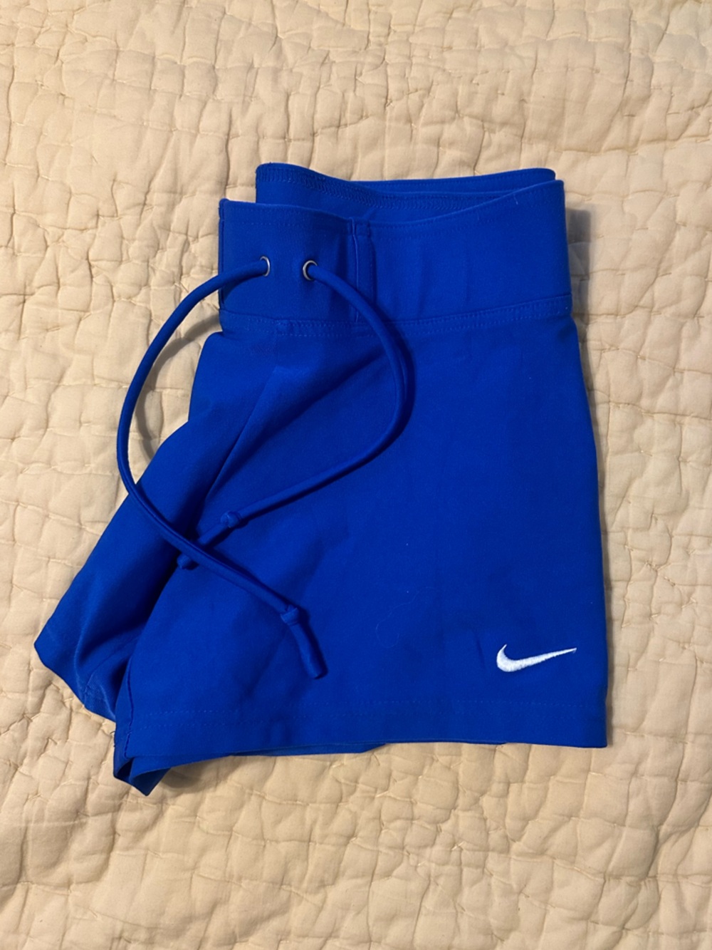 Nike Women's Royal Blue Athletic Drawstring Shorts with Swoosh - Picture 2 of 2